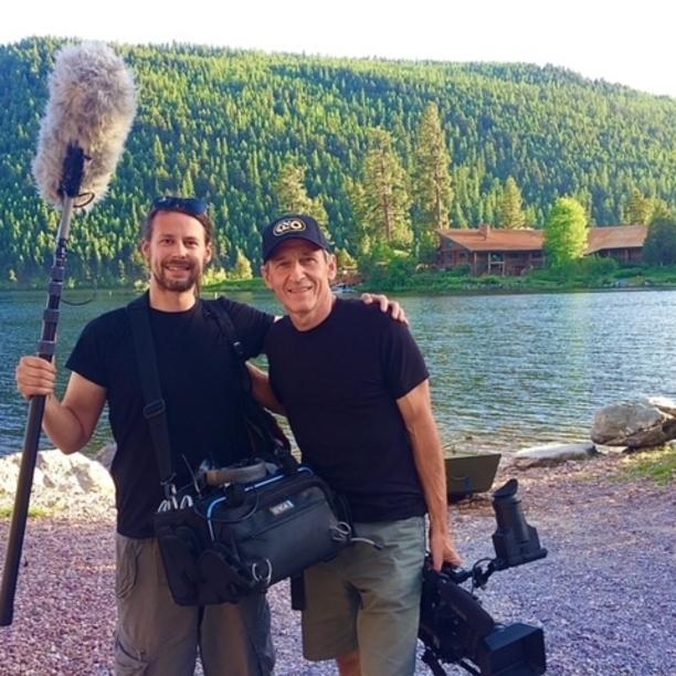 Rick with video production team member in montana