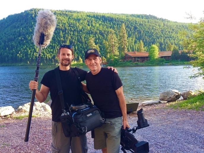 Rick with video production team member in montana